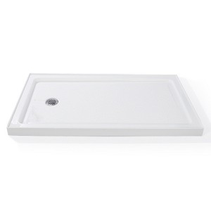 COZONY Non-Slip Shower Base, Center Drain Fiberglass Pan with Stainless Steel Drain - 1 of 4