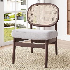 SEVOBAL Accent Chair Upholstered Chair Sturdy Rattan Back Reading Chair Dining Chair for Living Room Bedroom Home Outdoor, Beige, 25.2"*21.7"*31" - 1 of 4