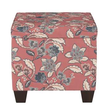 Skyline Furniture Storage Ottomans Faded Red Floral