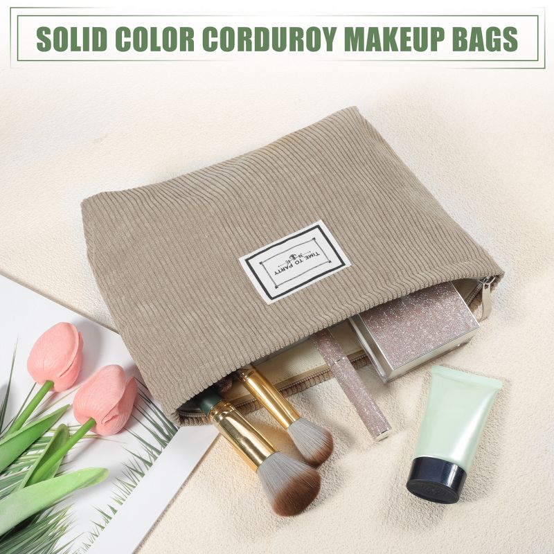 Unique Bargains Corduroy Zipper Makeup Bags and Organizers 1 Pc, 2 of 7