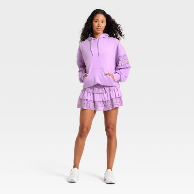 Women's Lace Trim French Terry Hooded Sweatshirt - JoyLab | eBay