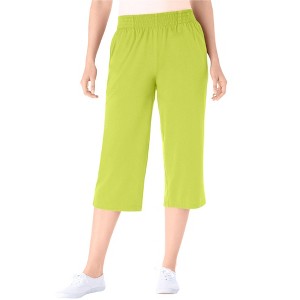 Woman Within Plus Size Elastic-Waist Knit Capri Pant - 1 of 4