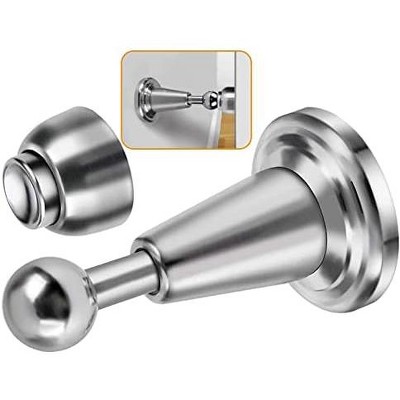 DOMETOUR Magnetic Door Stopper, Soft-Catch, Stainless Steel, Brushed Satin Nickel, Wall Mount, Hold Open, 1 Pack