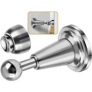 DOMETOUR Magnetic Door Stopper, Soft-Catch, Stainless Steel, Brushed Satin Nickel, Wall Mount, Hold Open, 1 Pack - 1 of 4