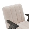Homy Casa Modern Accent Chair with Channel Tufted Teddy Fabric and Wooden Frame, Beige - 4 of 4