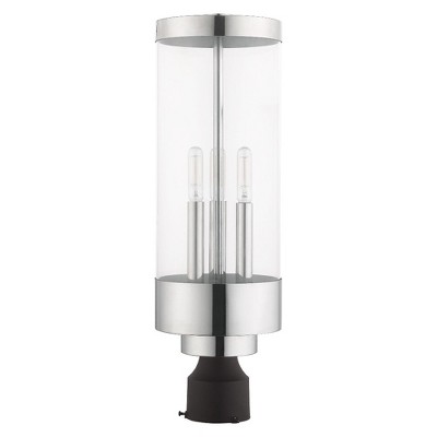 Hillcrest Elegance 3-Light Polished Chrome Outdoor Post Lantern
