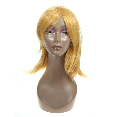 Unique Bargains Women's Wigs 18" Orange with Wig Cap Straight Hair