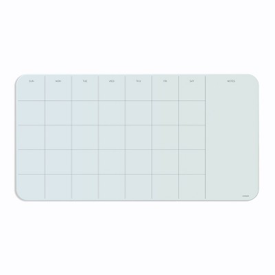 U Brands 23"x12" Magnetic Glass Frameless Dry Erase Calendar Board White Frosted Surface