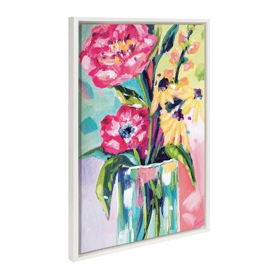 Colorful Floral Canvas Print with White Frame, 23x33