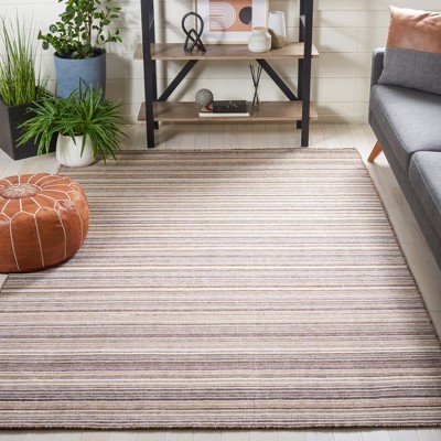 Handmade Brown and Yellow Wool Flat Woven Area Rug
