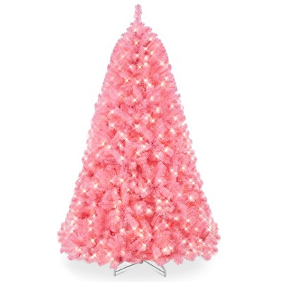 7.5FT Pink Flocked Christmas Tree - Pre-Lit With 450 Warm Lights, 8 Modes, 1100 Tips - View #9