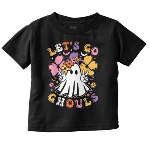 Cute Boho Ghost Lets Go Ghouls Toddler Baby Girl T Shirt Brisco Brands - 1 of 4