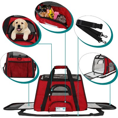 Medium Red Soft Sided Airline Approved Pet Carrier