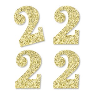 Big Dot of Happiness Gold Glitter 2 - No-Mess Real Gold Glitter Cut-Out Numbers - 2nd Birthday Party Confetti - Set of 24 - 1 of 4