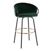 Contemporary/Glam 360¡ã Swivel Bar Stools with Velvet Upholstered Seats and Metal Frame with Footrest (Set of 2) for Home Bar - 2 of 4
