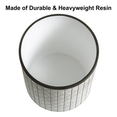 Shelby White and Charcoal Geometric Resin Wastebasket