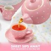 Joyfy Porcelain Tea Set for Girls, 12PCS Pink Childs Tea Party Set, Pretend Play Toys for Toddlers Kids Christmas Birthday Gifts Ages 3 4 5 - 4 of 4