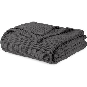Whisper Organics, 100% Organic Waffle Blanket, Breathable Lightweight Blanket, GOTS and Fairtrade Certified, Dark Grey  - Queen/Full - 1 of 4