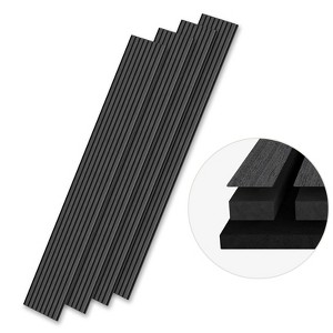SMARTSTANDARD 94.09 in. x 12.6 in. x 0.9 in. Slat Wood Acoustic Sound Absorbing 3D Decorative Wall Paneling, 4-Pack - 1 of 4