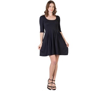 Womens Scoop Neck Three Quarter Sleeve Fit N Flare Knee Length Dress - 24seven Comfort Apparel™ - 1 of 4
