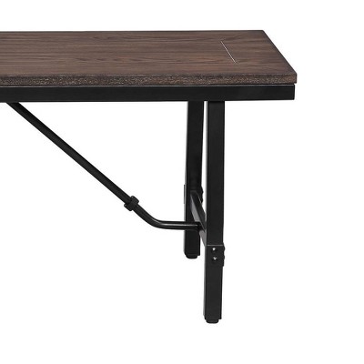 Mariatu Oak and Black Rectangular Wooden Bench
