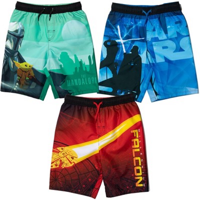 Star Wars Yoda 3 Pack Swim Trunks Bathing Suits Little Kid to Big Kid