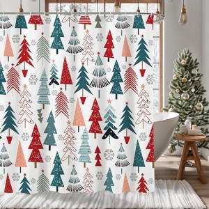 Christmas Shower Curtains for Bathroom Christmas Tree Shower Curtain Winter Xmas Tree Snowflake Pattern Bathroom Decor 70.8x70.8 Inch - 1 of 1