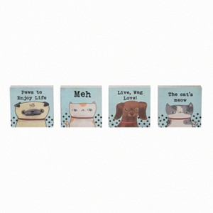 Transpac Tiny Happy Dog/Cat Message Set of 4 Spring Home Decorations - 1 of 1