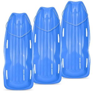 Slippery Racer Downhill Xtreme Flexible Adults and Kids Plastic Toboggan Snow Sled for 2 Riders with Pull Rope (3 Pack) - 1 of 4