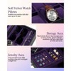 Watch Box, 6 Slot Watch Case, 3 Slot Sunglass Organizer, Real Glass Lid, Jewelry Storage for Men Women - 4 of 4