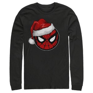 Men's Marvel Christmas Spider-Man Santa Hat Long Sleeve Shirt - 1 of 4
