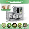Sandinrayli Rabbit Hutch with Wire Bottom, 2-Level Large Wooden Bunny Cage on Wheels Indoor Outdoor, Grey - 2 of 4