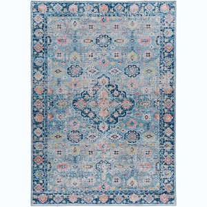 HomeStock Emerald Canton Blue & Ivory 6.7x9.7, Traditional, Woven with Digital Heat Transferred Printing - 1 of 4