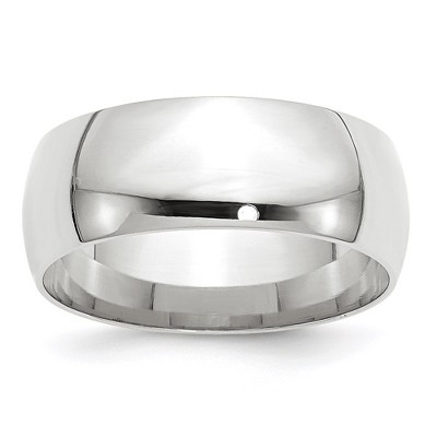 Black Bow Jewelry 7mm or 8mm 14K White Gold Lightweight Domed Comfort Fit Band