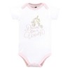 Hudson Baby Infant Girl Cotton Bodysuits, Unicorn Dreams Pink - 3 of 4
