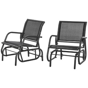 2-Piece Outdoor Glider Swing, Rocking Chair Set with Breathable Mesh Fabric, Sturdy Durable Frame, Curved Armrests, Supports Up to 264 lbs. - 1 of 4