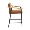 Christopher Knight Home Set of 2 Ruby Mid Century Modern Upholstered Counter Stool with Iron Frame Counter Height Barstools Brown - 3 of 4