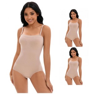 INSPIRE CHIC 3 Pcs Women's Cami Convertible Straps Slimming Waisted Button Bottom Butt Lifter Body Shapers - 1 of 4