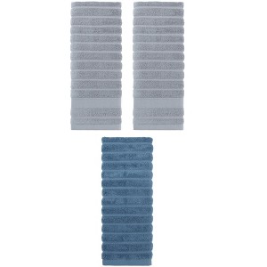 REGALWOVEN 3 Pack Solid Striped Cotton Hand Towels for Bathroom, Kitchen, Gym 14" x 30" - 1 of 4