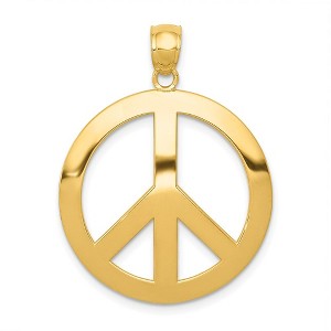 Black Bow Jewelry 14k Yellow Gold 24mm Polished Convex Peace Symbol Pendant - 1 of 4