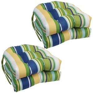 Blazing Needles, 16-inch Spun Polyester Outdoor U-shaped Tufted Chair Cushions (Set of 4) - 1 of 1