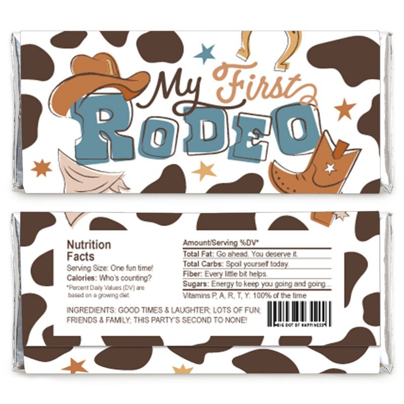 My First Rodeo - Candy Bar Wrapper Little Cowboy 1st Birthday Party Favors - Set of 24, 2 of 5
