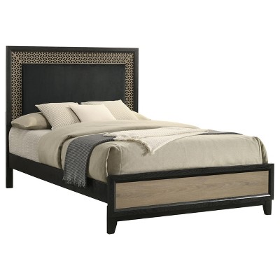 Modern White Queen Upholstered Bed with Gold Accents
