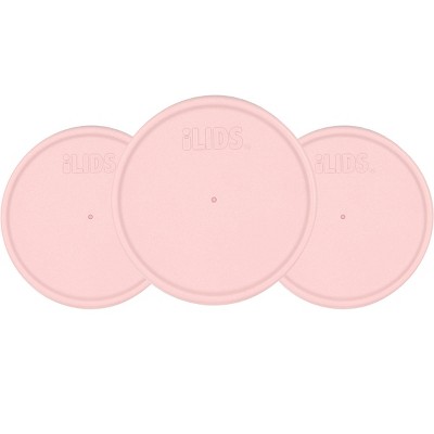 iLIDS 3pk Wide Mouth Storage Lid - Pale Pink: Replacement Lids, Dishwasher-Safe, Cold Beverages