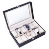 Slickblue Black Faux Leather Watch Box with 12/24 Compartments, Top-Opening Organizer for Watch Collection - 3 of 4