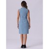 Allegra K Women's Sleeveless V Neck Notched Lapel Double Breasted Belted Work Office Dress - 4 of 4