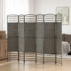 Aghana Digitals Dark Gray Folding Privacy Screen with Diamond Woven Fiber Panels, Poplar Wood Frame - 4 of 4