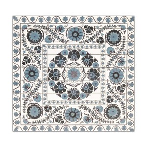 29" x 29" Suzani Print on Planked Wood Wall Sign Panel Blue - Gallery 57: Modern Art for Home, Office Decor - 1 of 4