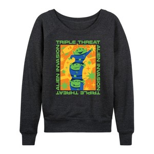 Women's - Disney - Aliens Triple Threat Lightweight French Terry Wide Neck Long Sleeve Shirt - 1 of 4