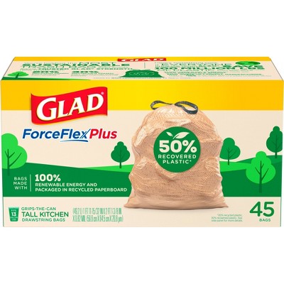  Glad ForceFlexPlus Recovered Plastic Trash Bag - 13 Gallon - 45ct 
